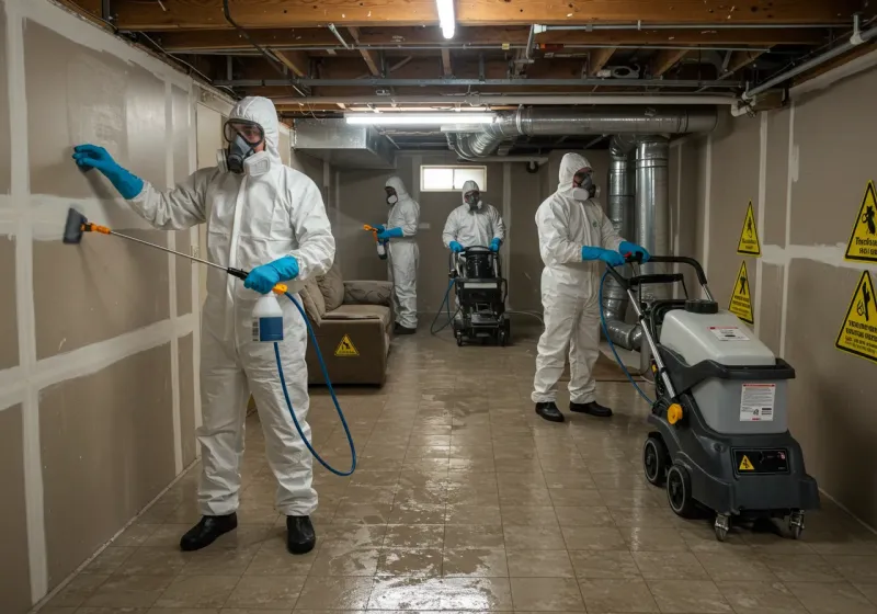 Basement Moisture Removal and Structural Drying process in Marysville, MI
